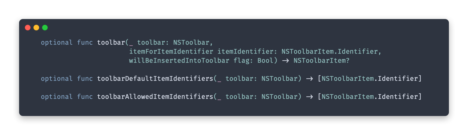 nstoolbar delegate